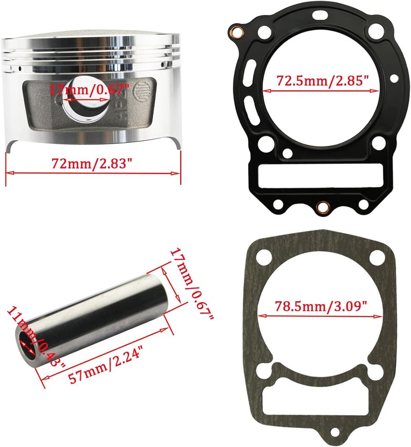 New Olym 72mm/2.83" Piston Rings Kit Assembly with Head and Base Gaskets for DR250 1984-1987/GN250 1985-2001 12111-38201-000 - Image 2